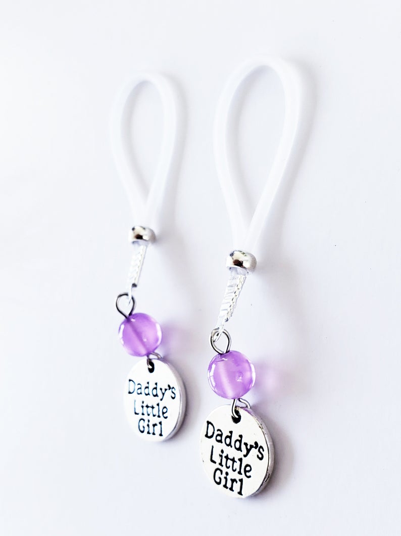 "DDLG" Nipple Clamps or Nipple Noose Dangles with Choice of Colored Bead