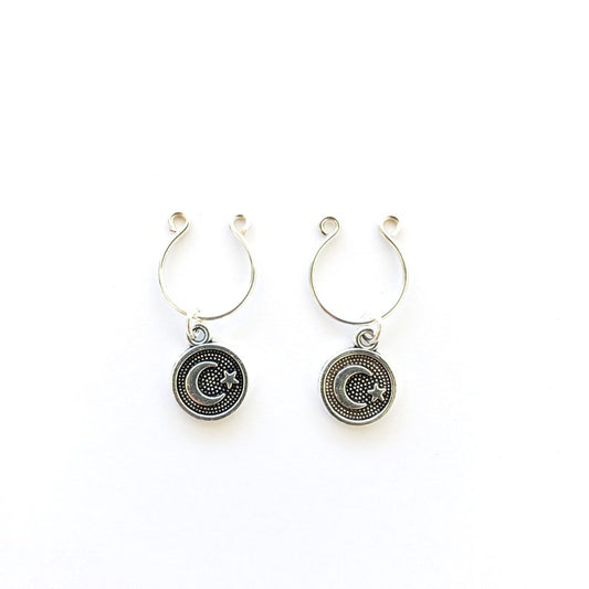 Non Piercing Star and Moon Nipple Rings