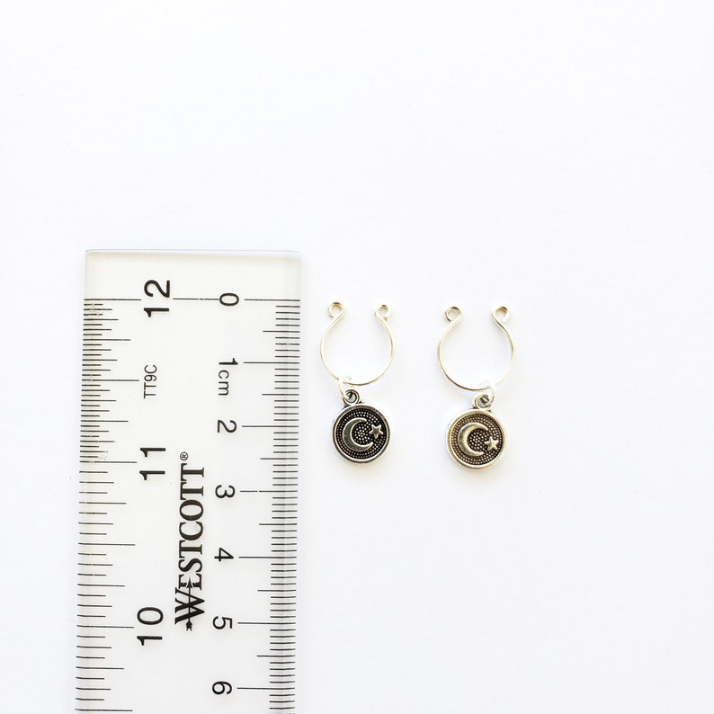 Non Piercing Star and Moon Nipple Rings