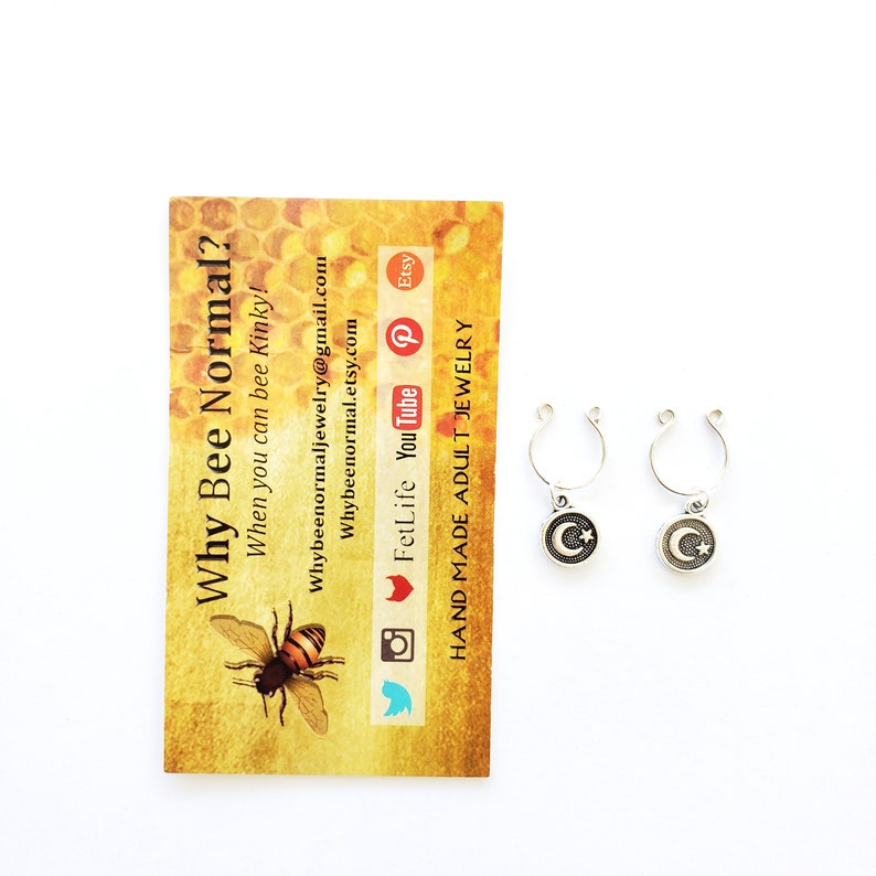 Non Piercing Star and Moon Nipple Rings