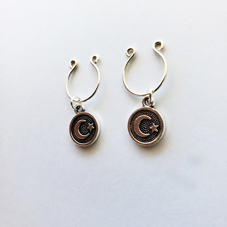 Non Piercing Star and Moon Nipple Rings