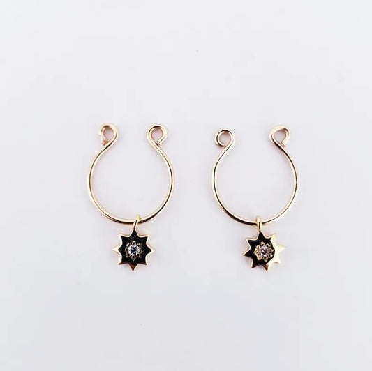 Gold Nipple Rings with 18k Stars