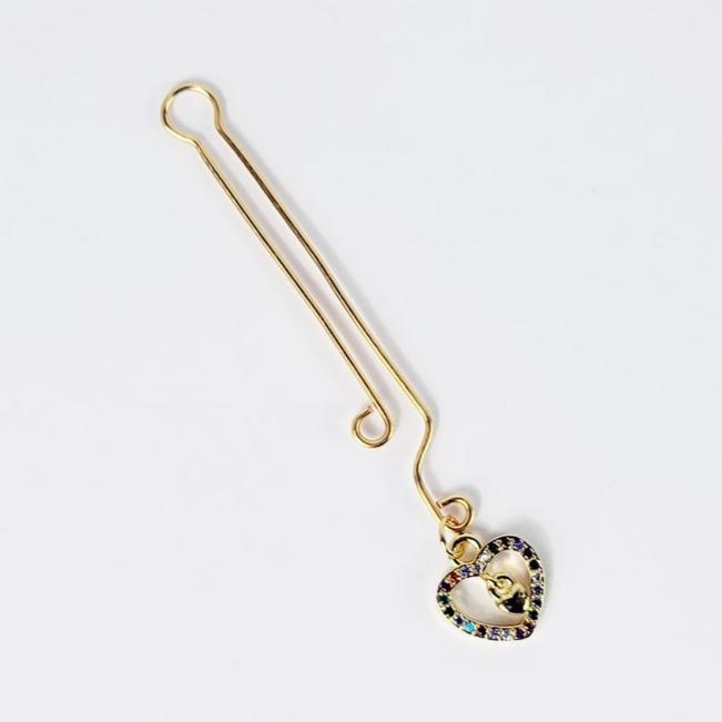 Gold Labia Clip with Gemstone Heart