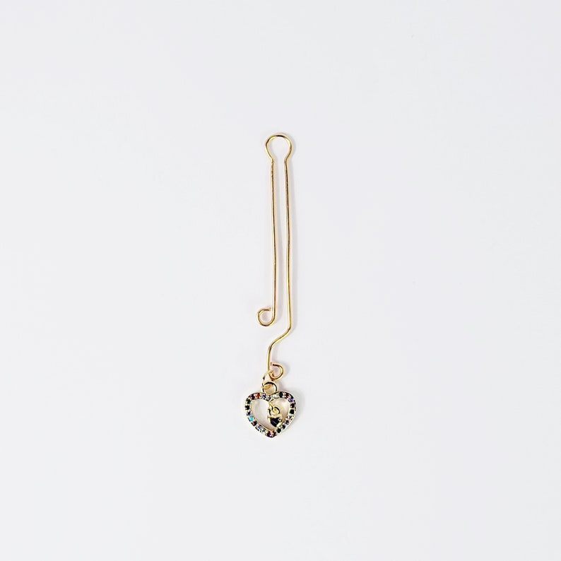 Gold Labia Clip with Gemstone Heart