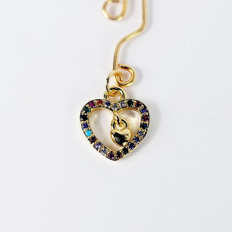 Gold Labia Clip with Gemstone Heart