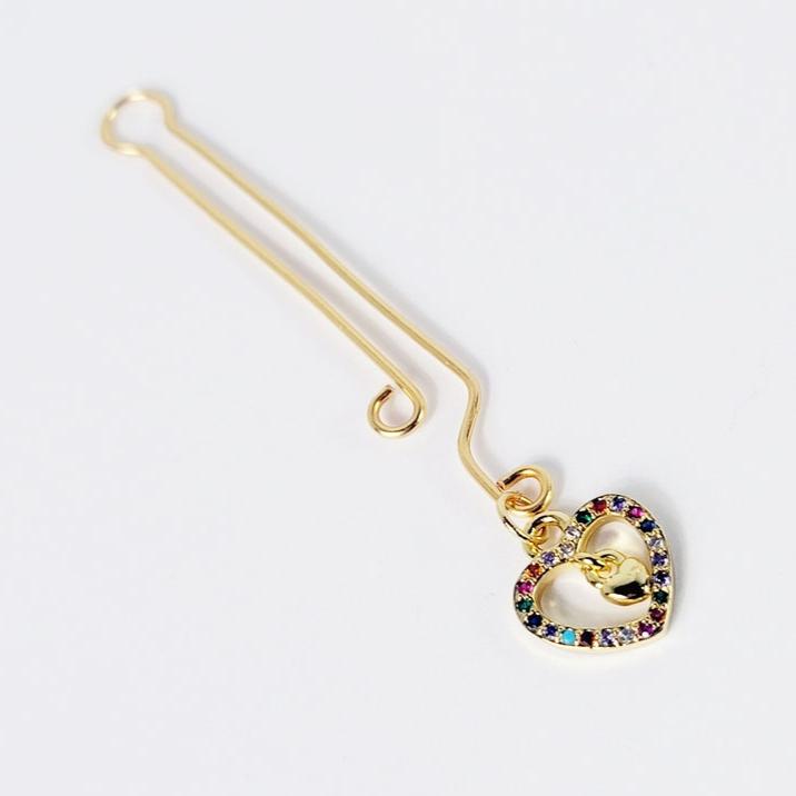 Gold Labia Clip with Gemstone Heart