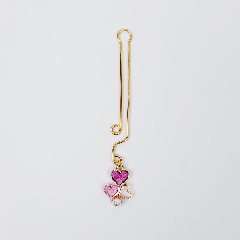 Gold Labia/Clit Clip with Pink Hearts and Pearls