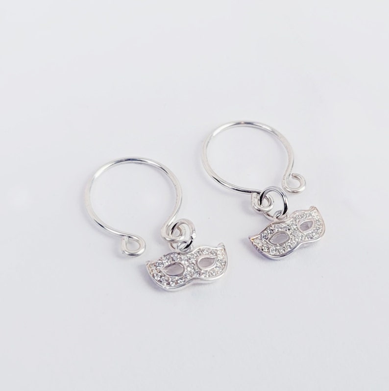 Nipple Rings with Sterling Silver Masquerade Masks