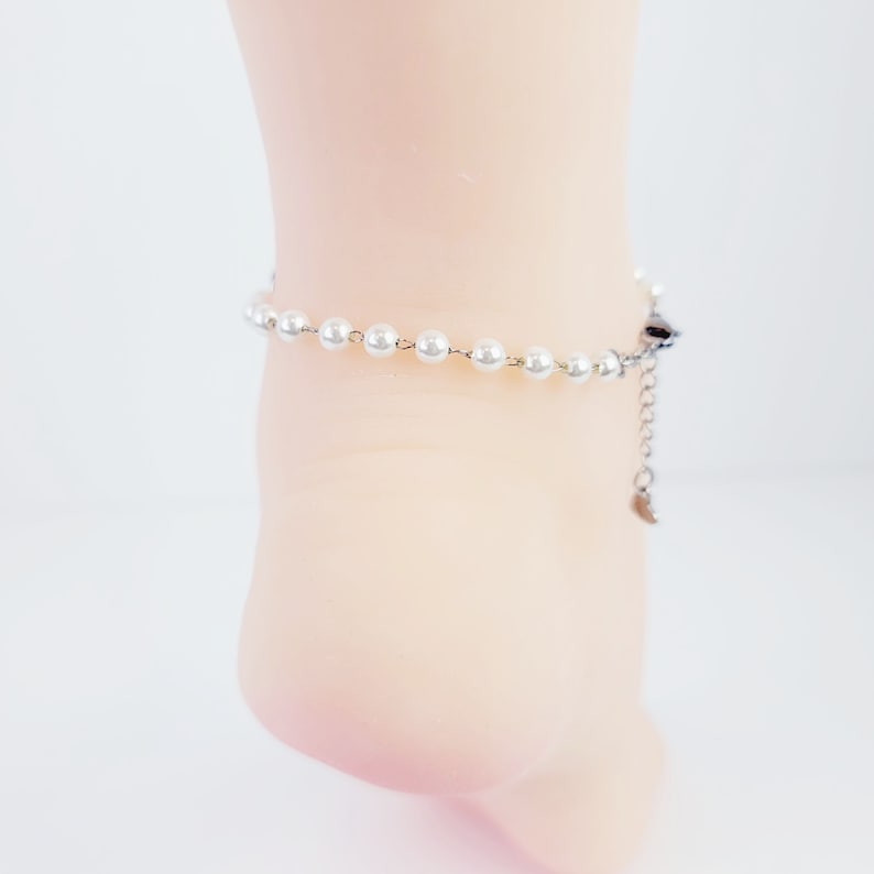 Stainless Steel and Pearl, Circle of O Ankle Bracelet