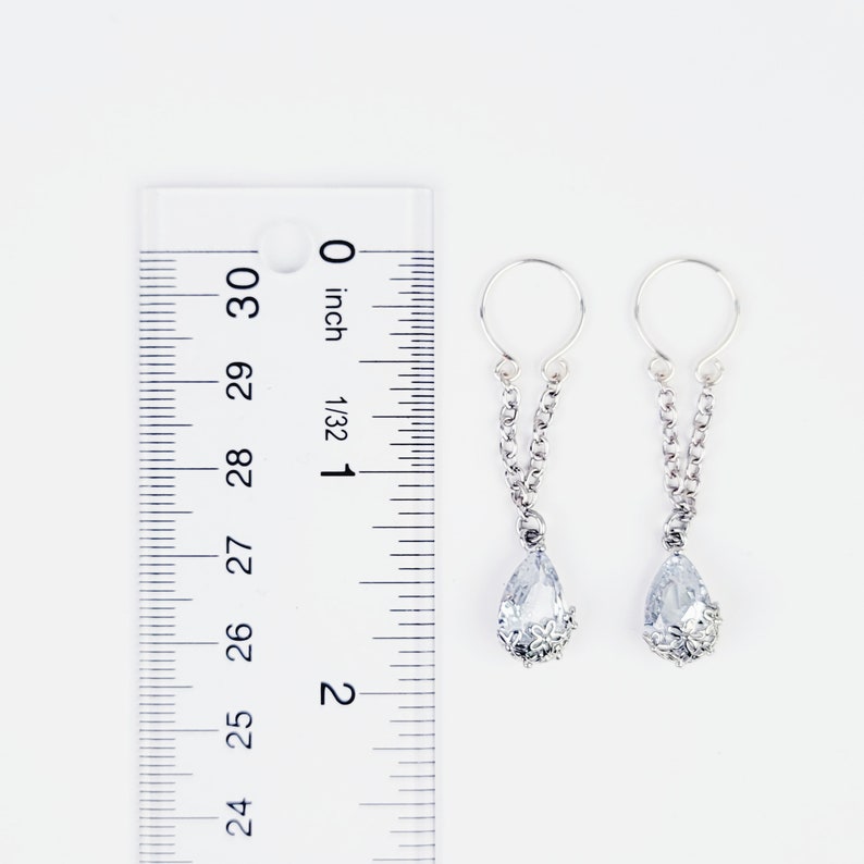 Cubic Zirconia Teardrop Nipple Rings with Chain Dangles and Labia Clip SET