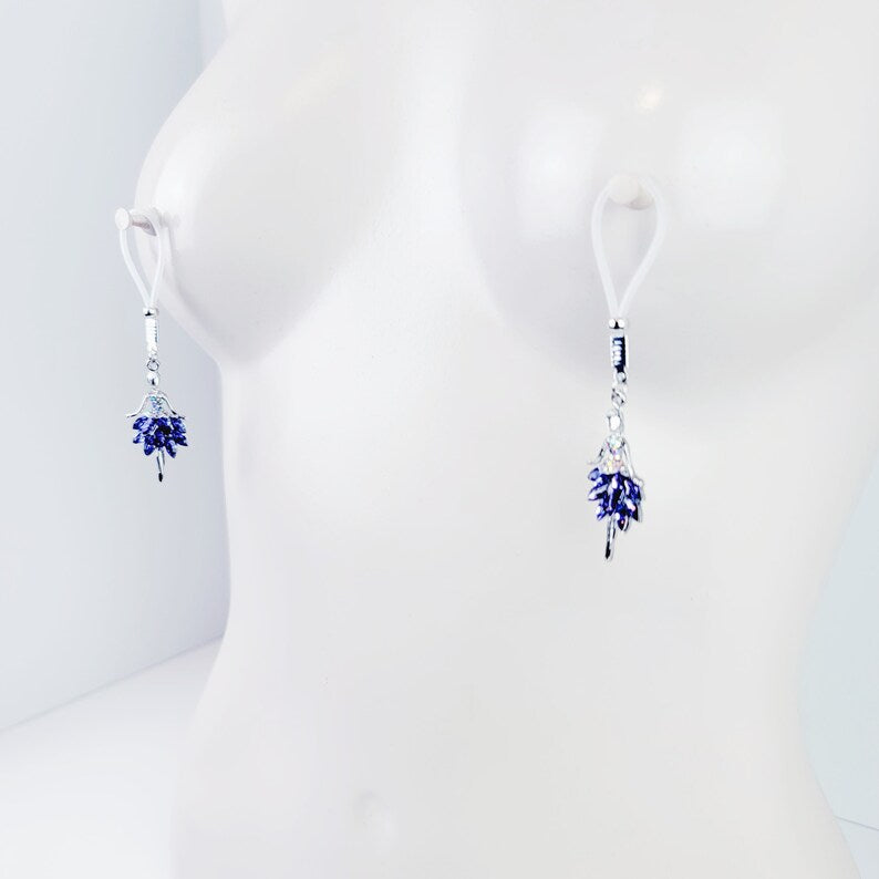 Non Piercing Nipple Dangles With Gemstone Dancer