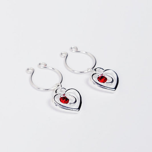 Nipple Rings with Hearts and Gem