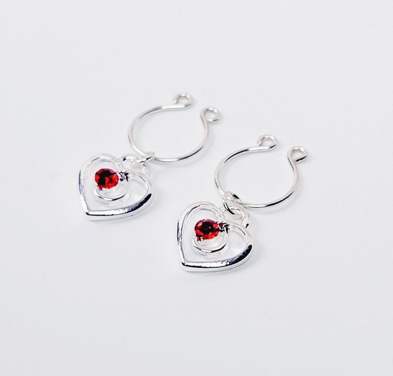 Nipple Rings with Hearts and Gem